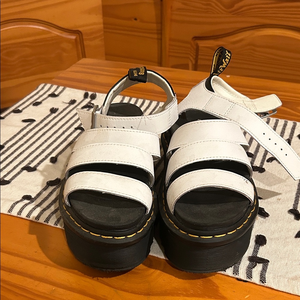 Dr. Martens White Platform Strappy Sandals